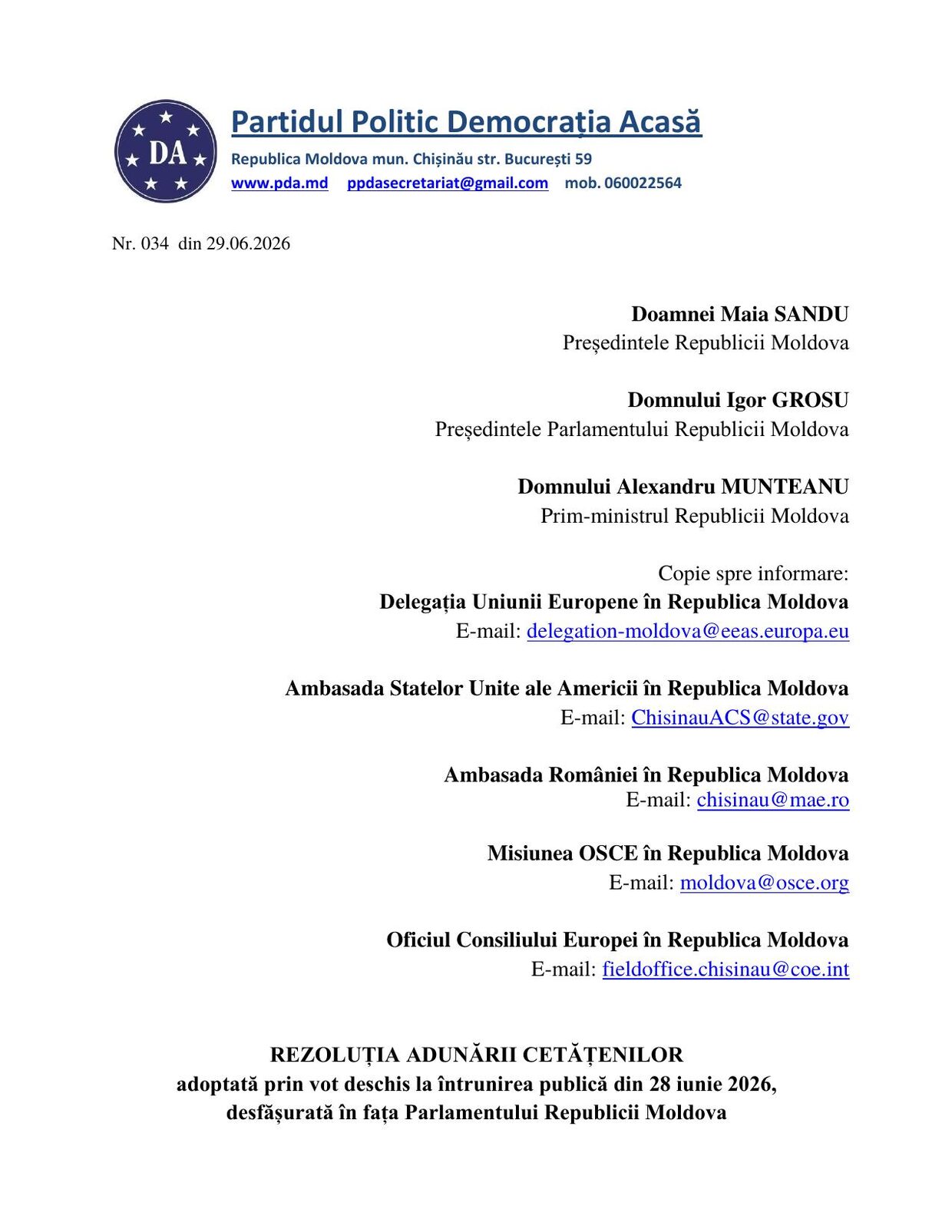 Rezoluția Nr. 034 — pagina 1